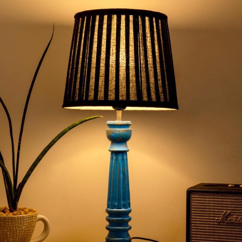 Table Lamp - Classy With Twist Blue Pillar Stand Lamp - Black