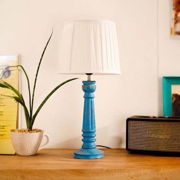 Table Lamp - Classy With Twist Blue Pillar Stand Lamp - White