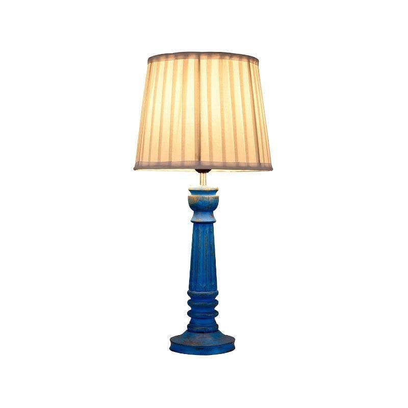 Table Lamp - Classy With Twist Blue Pillar Stand Lamp - White