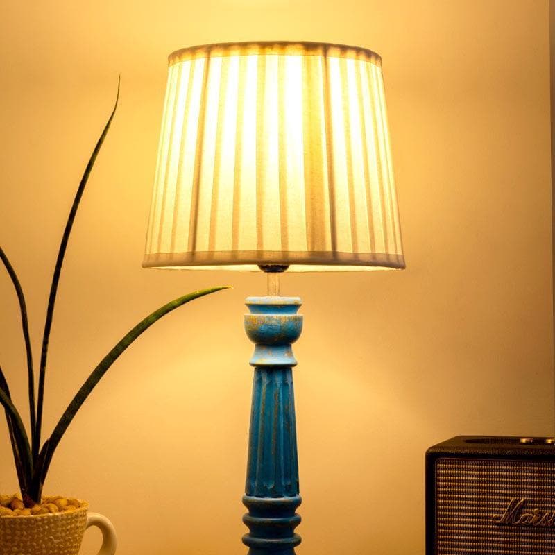 Table Lamp - Classy With Twist Blue Pillar Stand Lamp - White