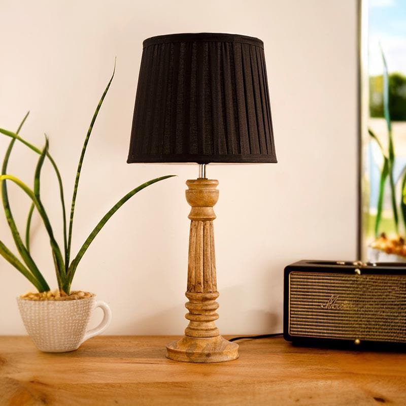 Table Lamp - Classy With Twist Brown Pillar Stand Lamp - Black