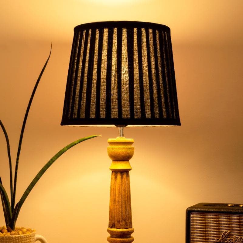 Table Lamp - Classy With Twist Brown Pillar Stand Lamp - Black
