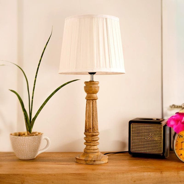 Table Lamp - Classy With Twist Brown Pillar Stand Lamp - White