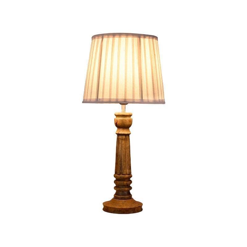 Table Lamp - Classy With Twist Brown Pillar Stand Lamp - White