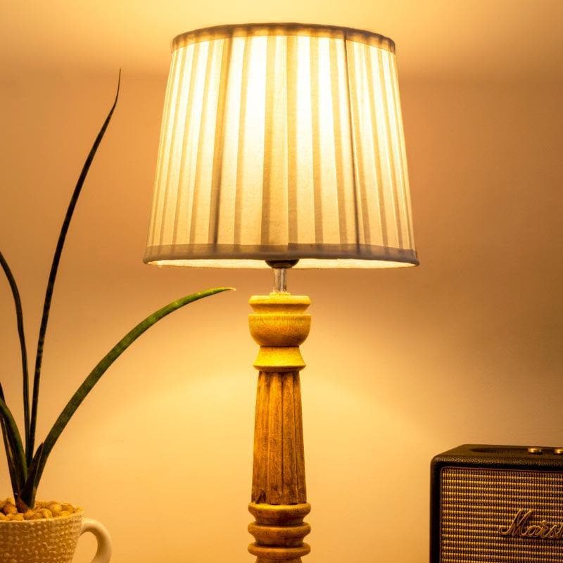 Table Lamp - Classy With Twist Brown Pillar Stand Lamp - White