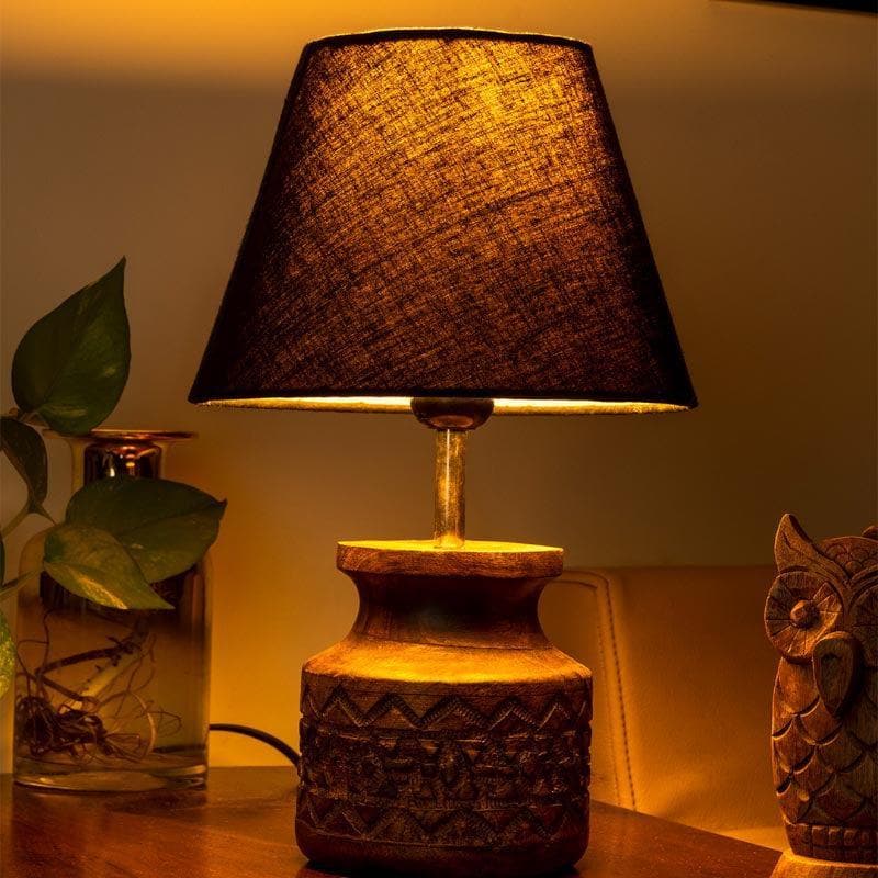 Table Lamp - Classy With Twist Carved Table Lamp - Black