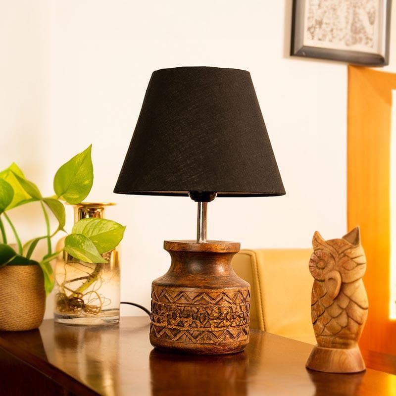 Table Lamp - Classy With Twist Carved Table Lamp - Black