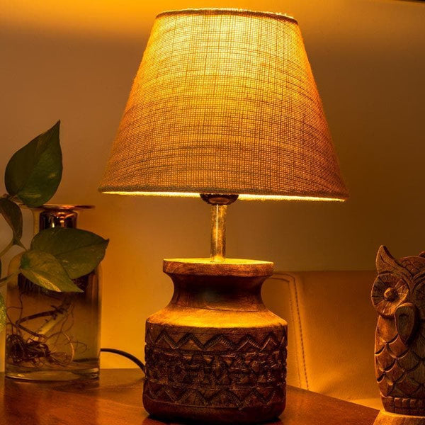 Table Lamp - Classy With Twist Carved Table Lamp - White