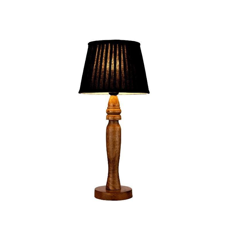 Table Lamp - Classy With Twist Round Brown Pillar Stand Lamp - Black