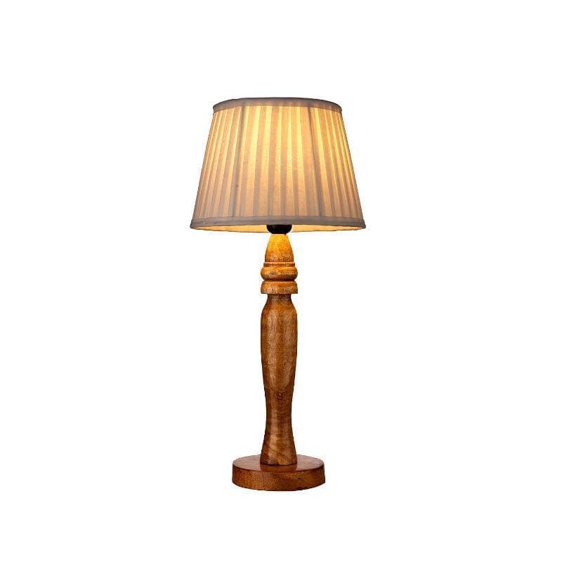 Table Lamp - Classy With Twist Round Brown Pillar Stand Lamp - White