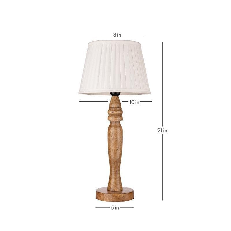 Table Lamp - Classy With Twist Round Brown Pillar Stand Lamp - White