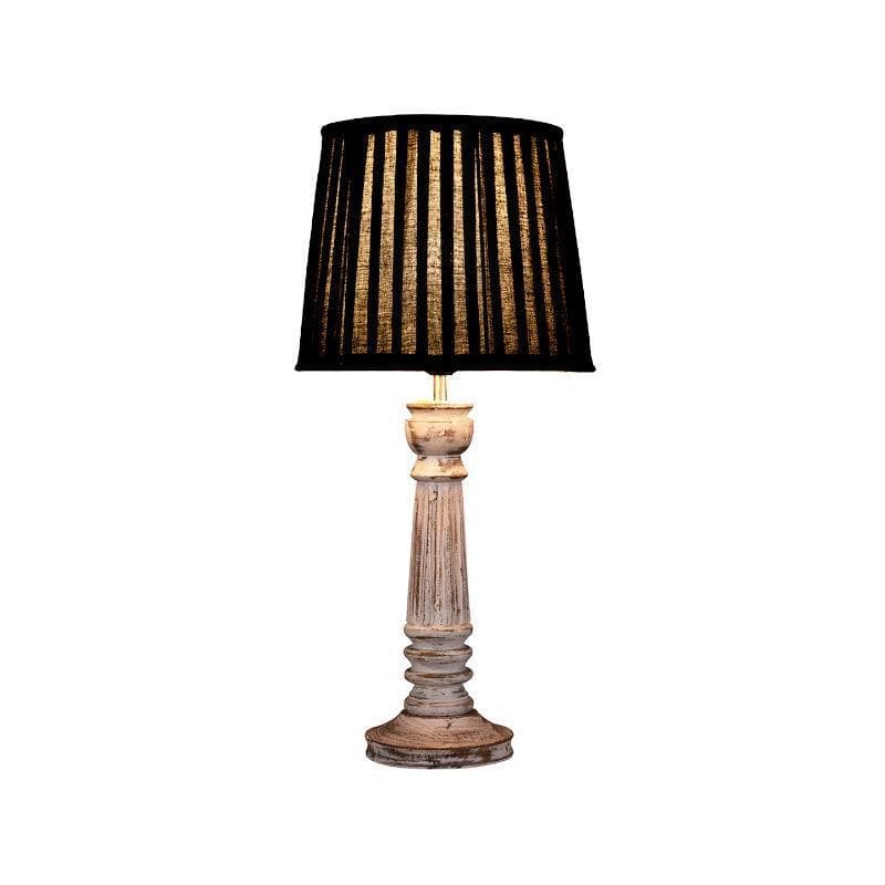 Table Lamp - Classy With Twist White Pillar Stand Lamp - Black