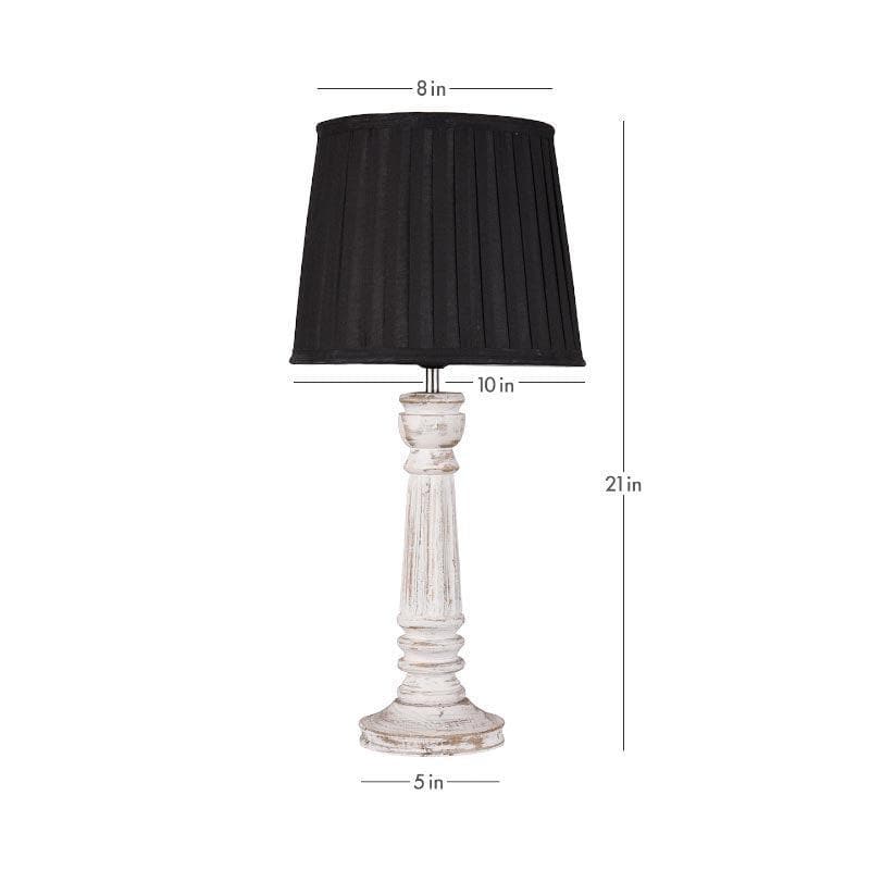 Table Lamp - Classy With Twist White Pillar Stand Lamp - Black