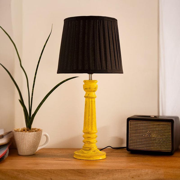 Table Lamp - Classy With Twist Yellow Pillar Stand Lamp - Black