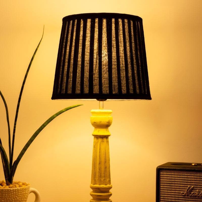 Table Lamp - Classy With Twist Yellow Pillar Stand Lamp - Black