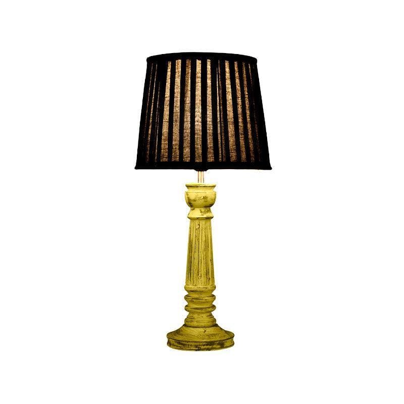 Table Lamp - Classy With Twist Yellow Pillar Stand Lamp - Black