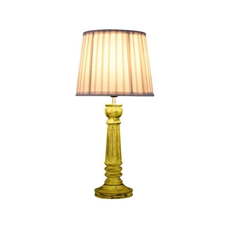 Table Lamp - Classy With Twist Yellow Pillar Stand Lamp - White