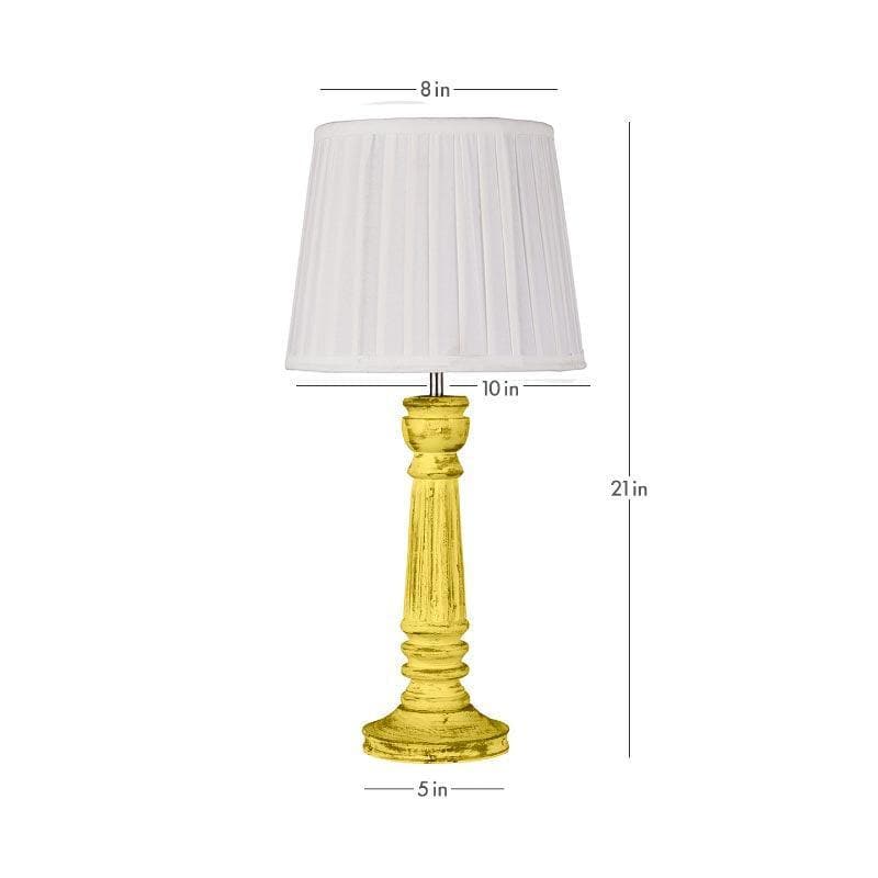 Table Lamp - Classy With Twist Yellow Pillar Stand Lamp - White