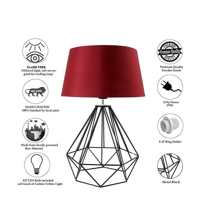 Table Lamp - Diamond Dust Black Table Lamp - Red
