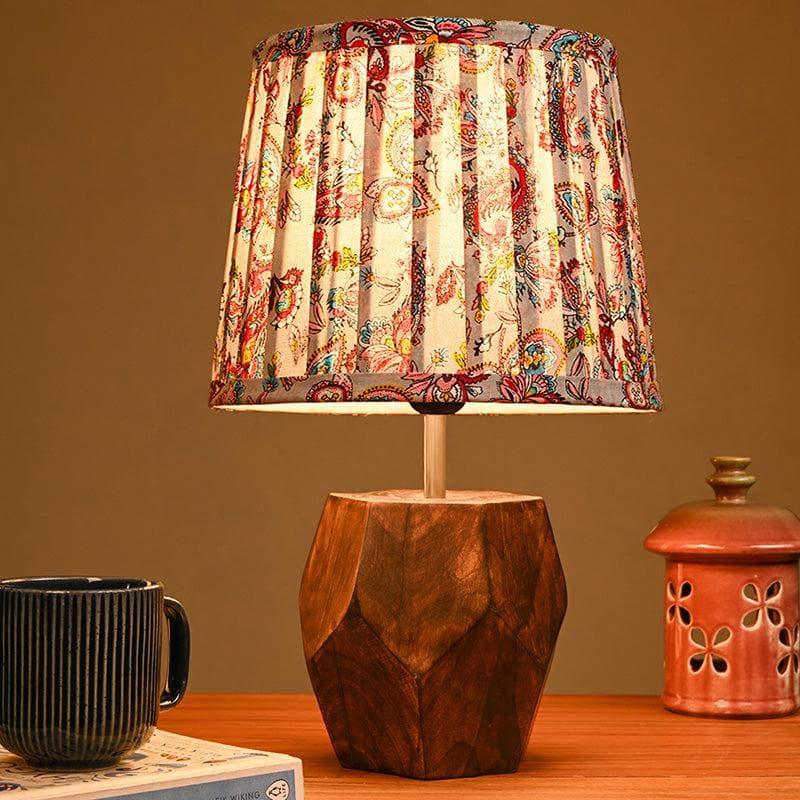 Buy Estoile Wooden Table Lamp - White & Red Table Lamp from Vaaree