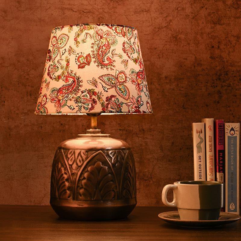 Table Lamp - Fiza Etched Table Lamp - White & Red