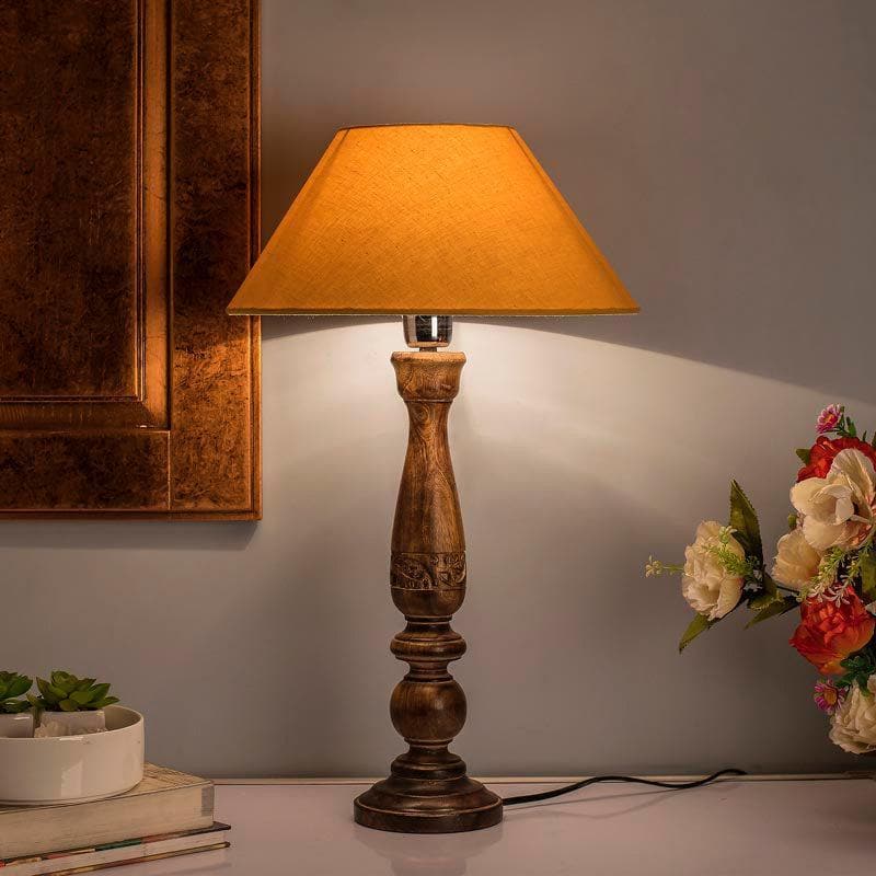 Table Lamp - Floral Carved Table Lamp - Gold