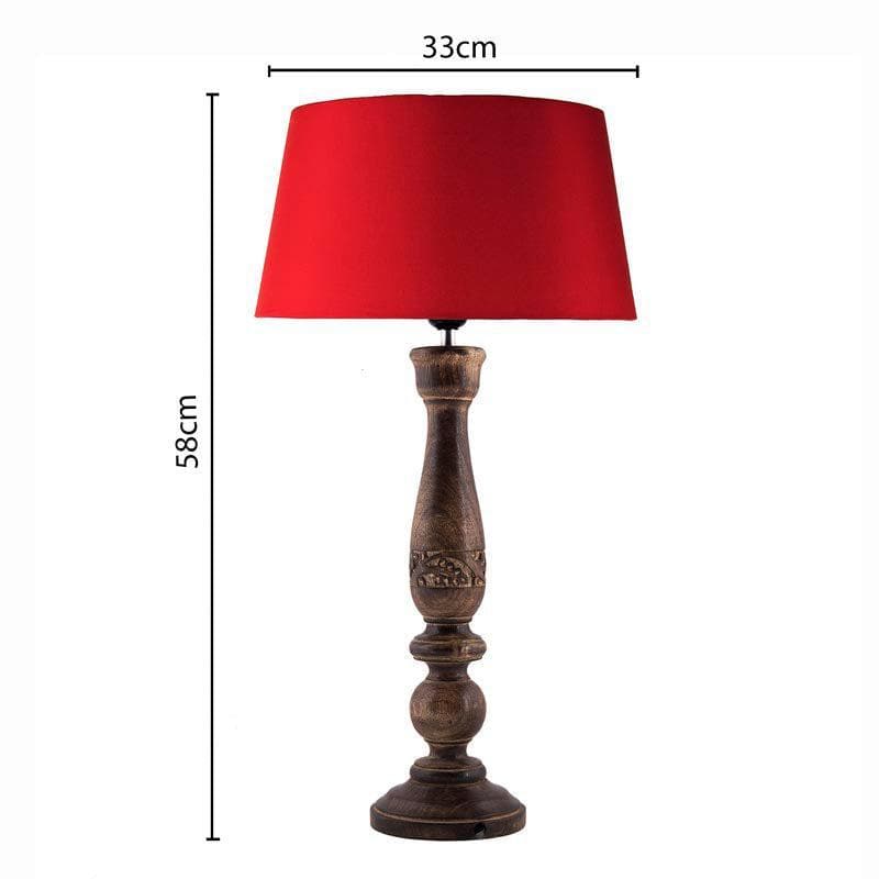 Table Lamp - Floral Carved Table Lamp - Red