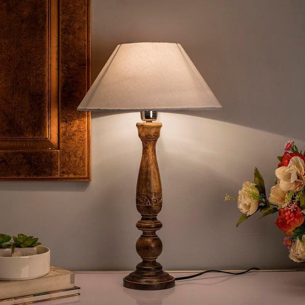 Table Lamp - Floral Carved Table Lamp - White