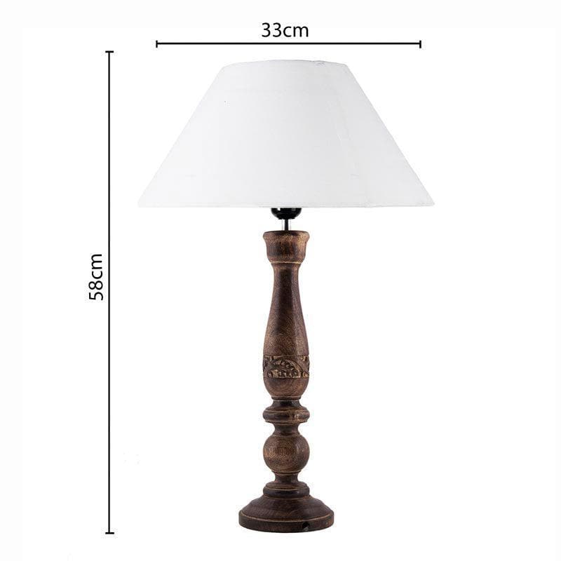 Table Lamp - Floral Carved Table Lamp - White