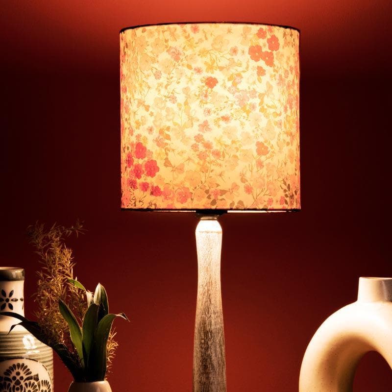 Table Lamp - Gardenia Aura With Wooden Pillar Table Lamp