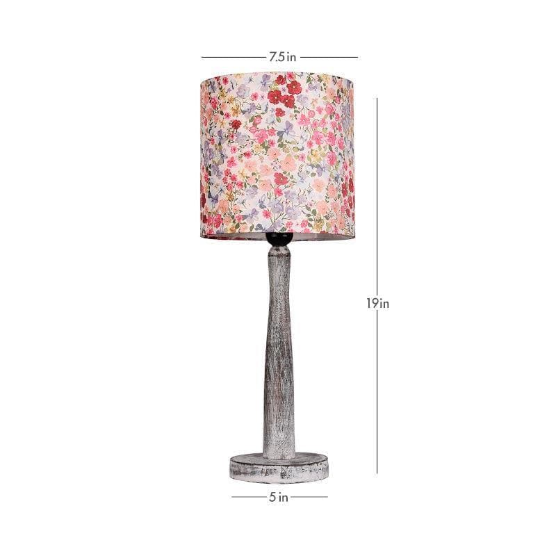 Table Lamp - Gardenia Aura With Wooden Pillar Table Lamp