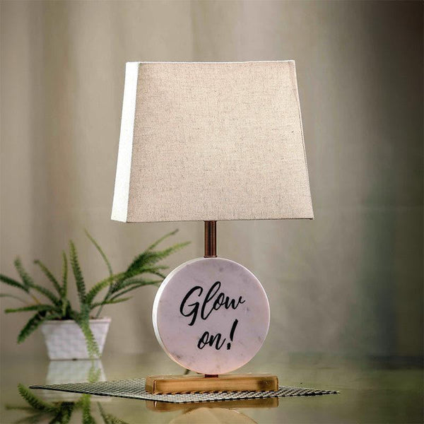 Table Lamp - Glow On Marble & Brass Base Table Lamp - Beige