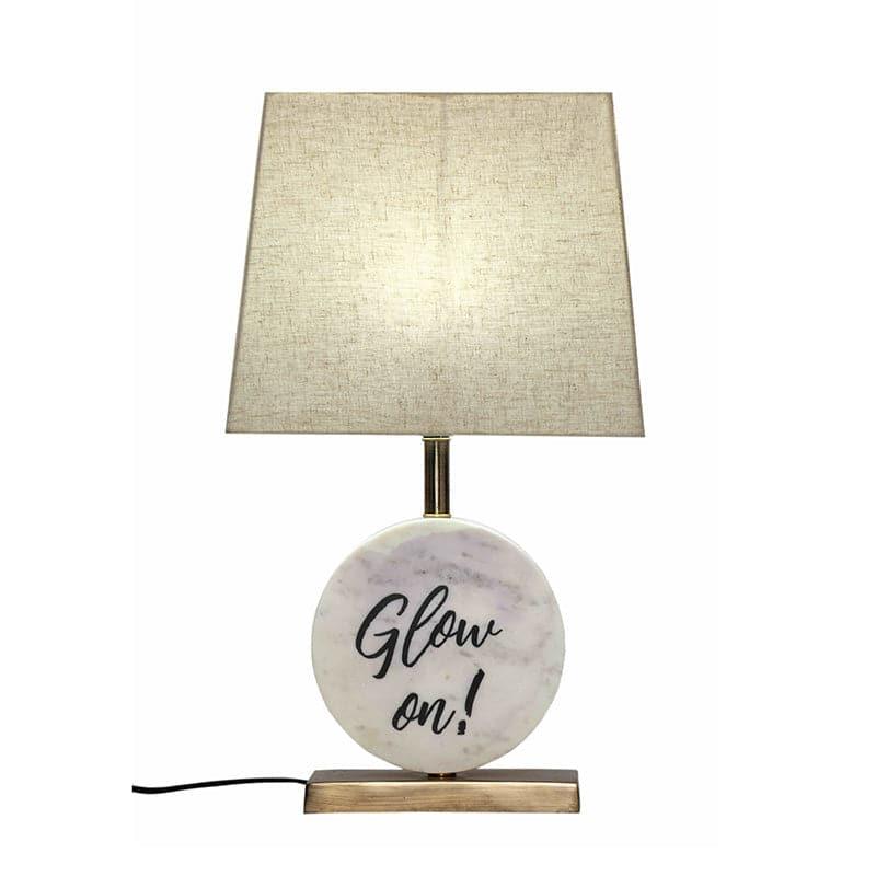 Table Lamp - Glow On Marble & Brass Base Table Lamp - Beige