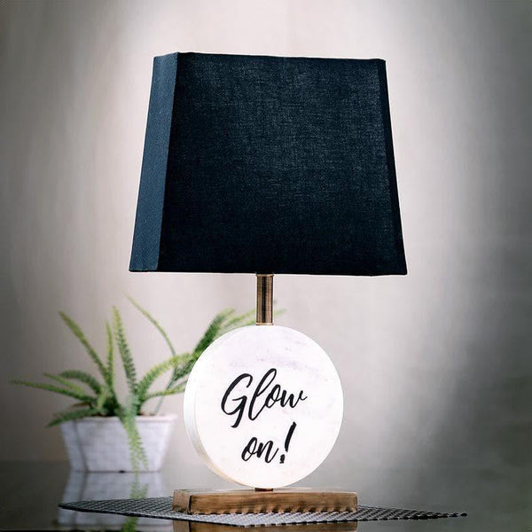 Table Lamp - Glow On Marble & Brass Base Table Lamp - Black