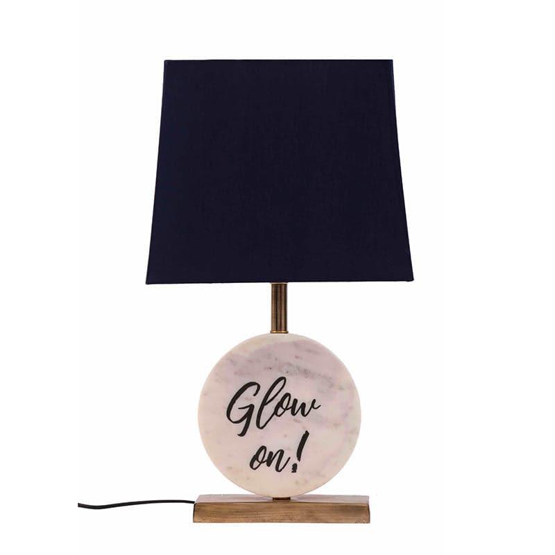 Table Lamp - Glow On Marble & Brass Base Table Lamp - Blue