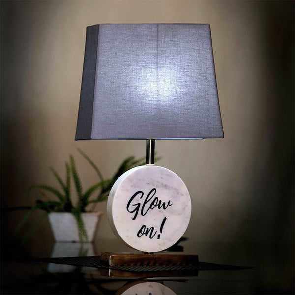 Table Lamp - Glow On Marble & Brass Base Table Lamp - Grey