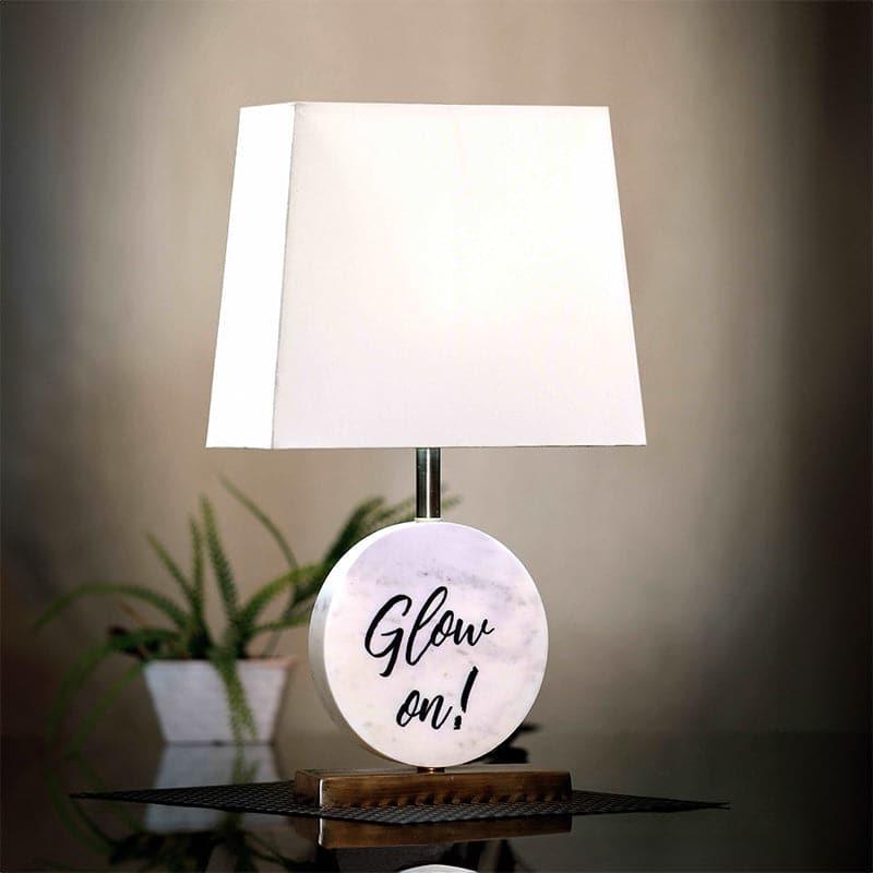 Table Lamp - Glow On Marble & Brass Base Table Lamp - White