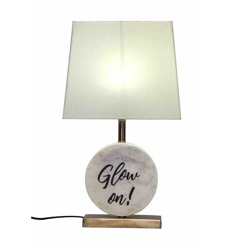 Table Lamp - Glow On Marble & Brass Base Table Lamp - White