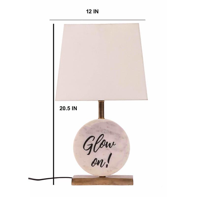 Table Lamp - Glow On Marble & Brass Base Table Lamp - White