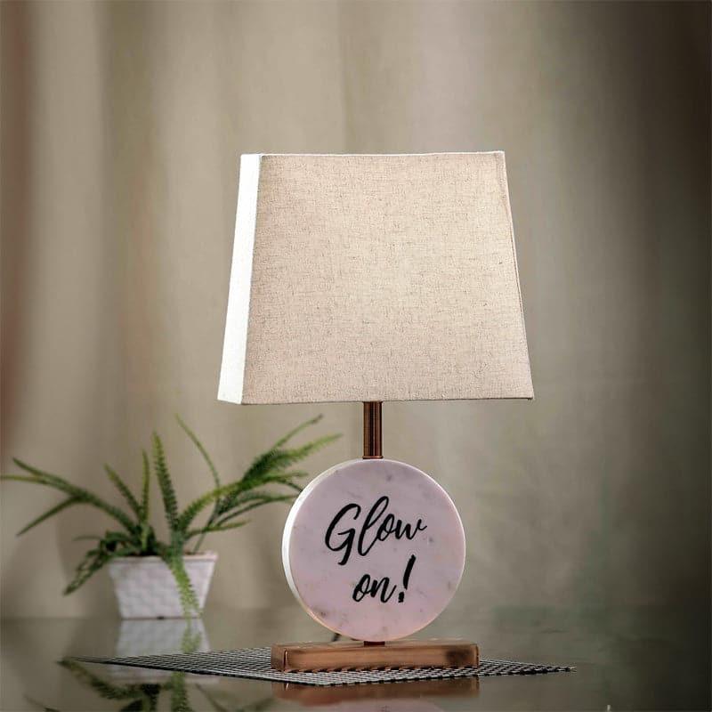 Table Lamp - Glow On Marble & Copper Base Table Lamp - Biege