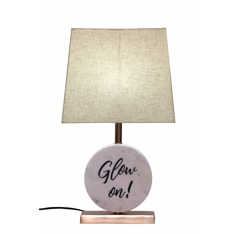 Table Lamp - Glow On Marble & Copper Base Table Lamp - Biege