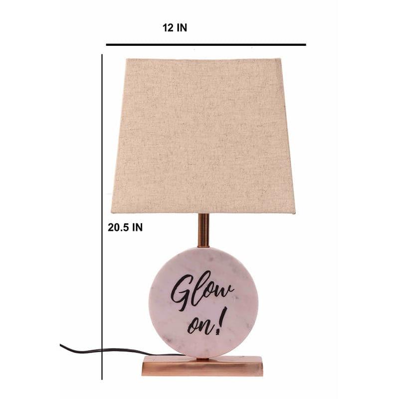 Table Lamp - Glow On Marble & Copper Base Table Lamp - Biege