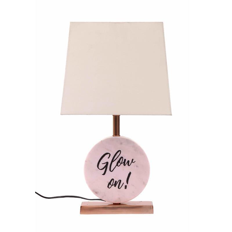 Table Lamp - Glow On Marble & Copper Base Table Lamp - White
