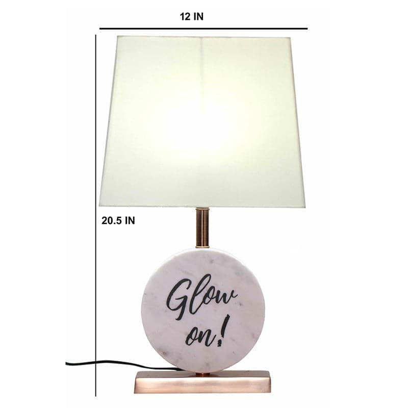 Table Lamp - Glow On Marble & Copper Base Table Lamp - White