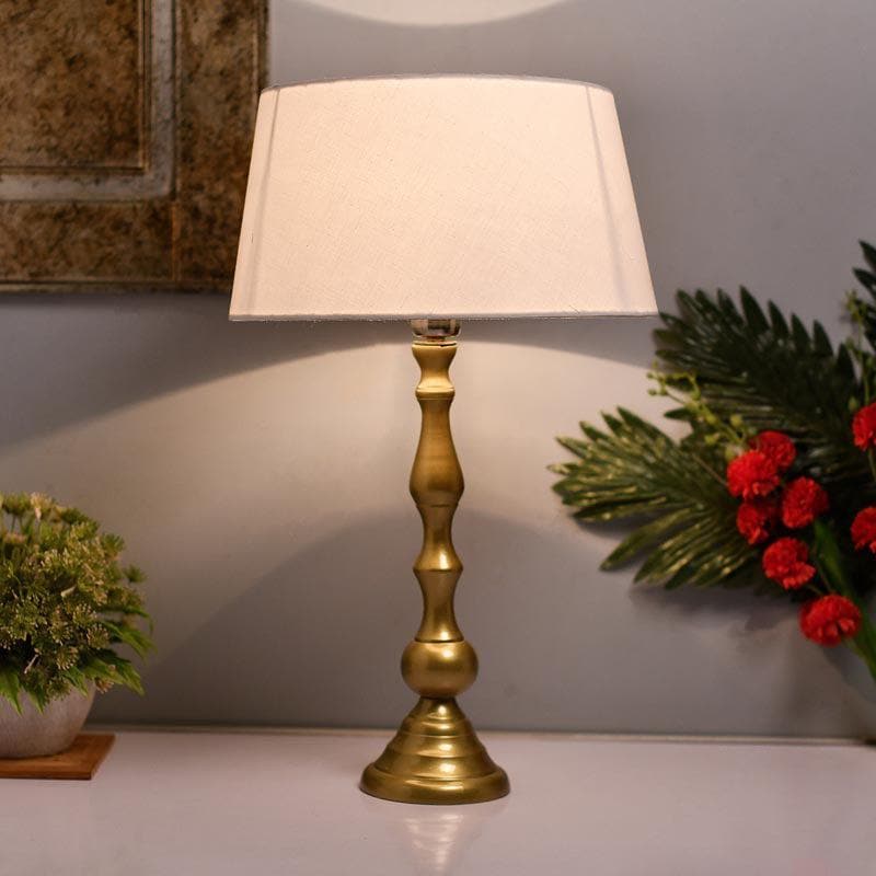 Buy Graceful Gleam Gold Table Lamp - White Table Lamp from Vaaree