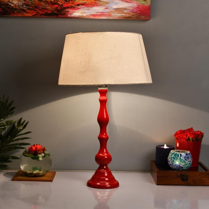 Table Lamp - Graceful Gleam Red Table Lamp - White