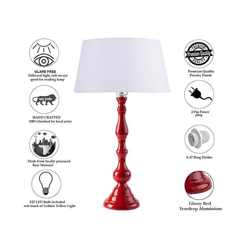 Table Lamp - Graceful Gleam Red Table Lamp - White