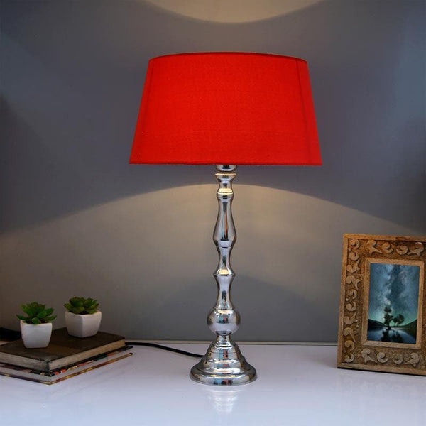 Table Lamp - Graceful Gleam Silver Table Lamp - Red