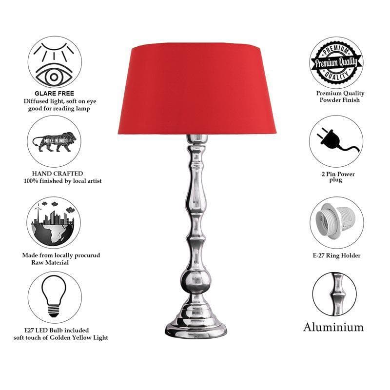 Table Lamp - Graceful Gleam Silver Table Lamp - Red