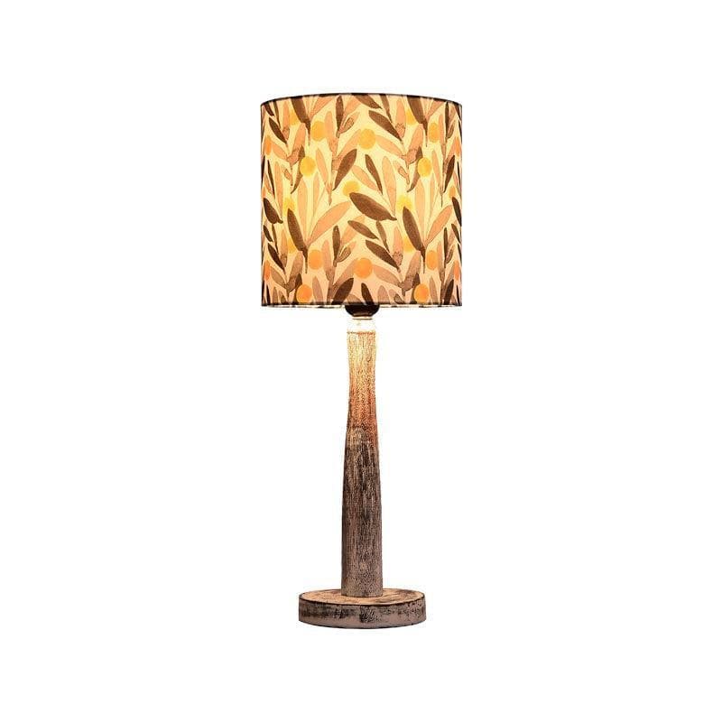 Table Lamp - Grey Glamour With Wooden Pillar Table Lamp